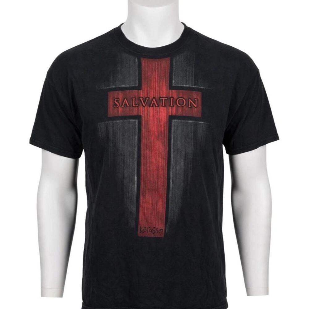 Black christian t shirt with red
